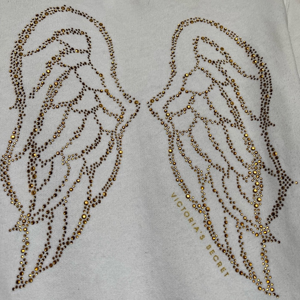 SMALL Used VS White Hoodie w/Bronzed Gold Wings